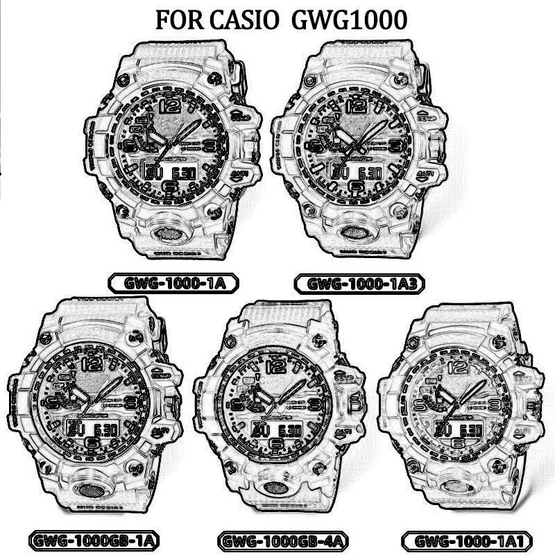 Camo Watch Accessories For Casio MUDMASTER GWG-1000 Special Interface TPU Strap Men\'s Outdoor Sports Waterproof Resin Watch Band