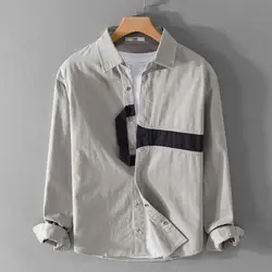 Spring Autumn New Turn-down Collar Fashion Long Sleeve Shirt Man Vintage Printing Button Cardigan High Street Comfortable Tops