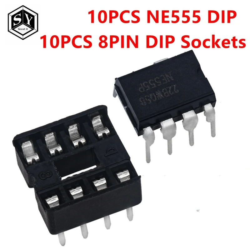 10pair/20pair NE555 NE555P IC 555 Timer Programming Oscillator Chip & 8 Pin DIP Sockets