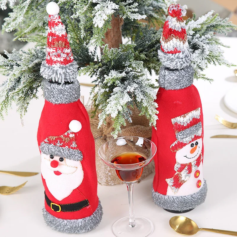 Christmas Wine Bottle Cover Merry Christmas Decorations For Home 2024 Christmas Ornament New Year 2024 Xmas Navidad Gifts