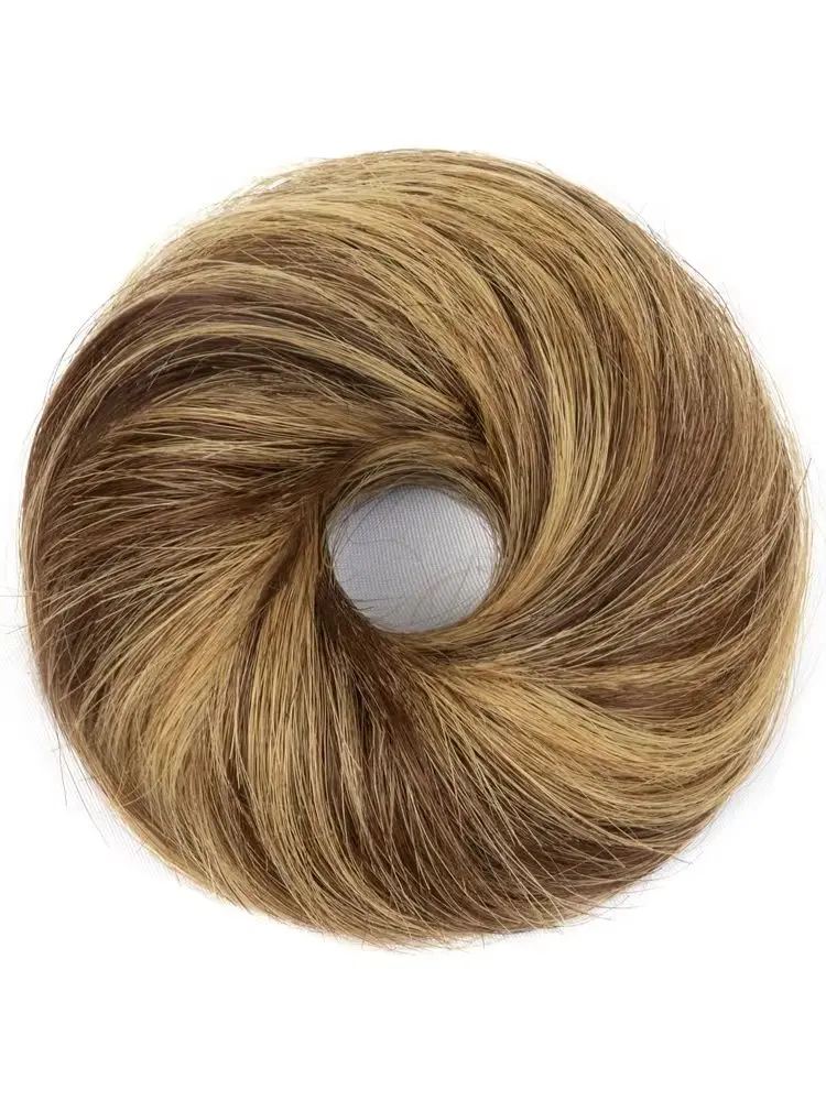 YWUEXT Human Hair Buns Ponytail Hairpiece Human Hair Pieces Bun for Women Scrunchies Updos Donut Chignon Human Hair Extensions Natural Black Brown Blo