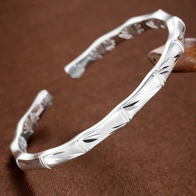 Silver Women Matte Joint Adjustable Open Bracelet