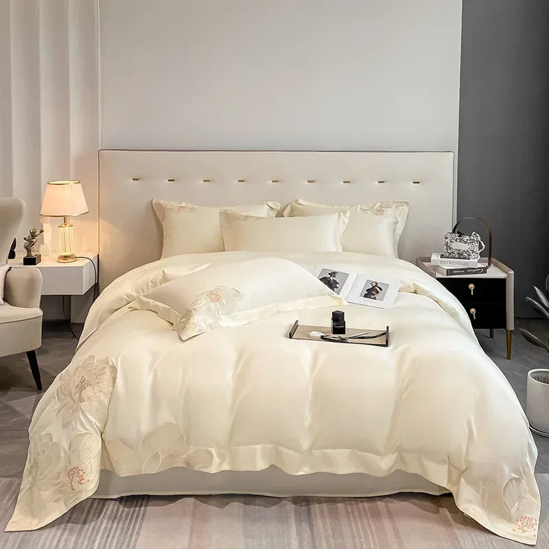 Luxury Bedding Set Royal 700TC Egyptian Cotton Flower Embroidery Duvet Cover Bed Sheets and Pillowcases Comforter Bedding Sets