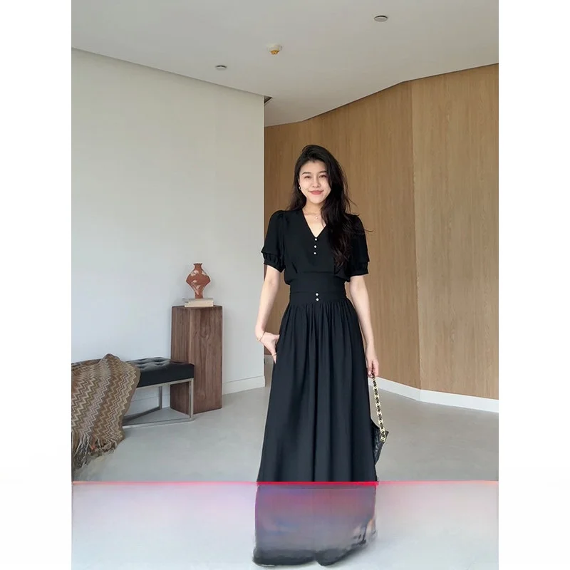 

Zhang a Xing Dry Orchid High Waist Loose Fit Drapey Straight Leg Pants Two Piece Set V Ne Button up ort Sve Women's...