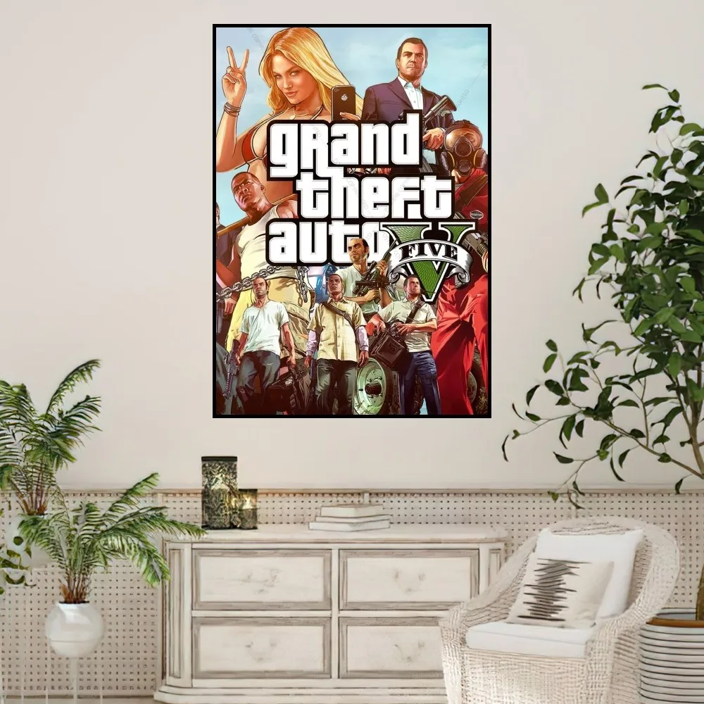 Grand Theft Auto V GTA5 Poster Prints Wall Sticker Painting Bedroom Living Room Decoration Office Home Self Adhesive