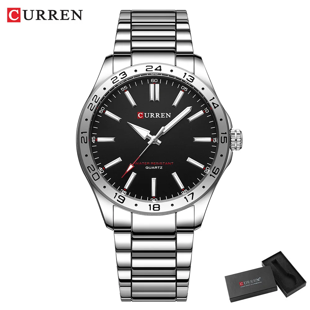 Curren Marke leuchten Uhr Zifferblatt männlich einfach 43mm großes Zifferblatt Edelstahl armband wasserdicht 3atm Herren uhr 8452