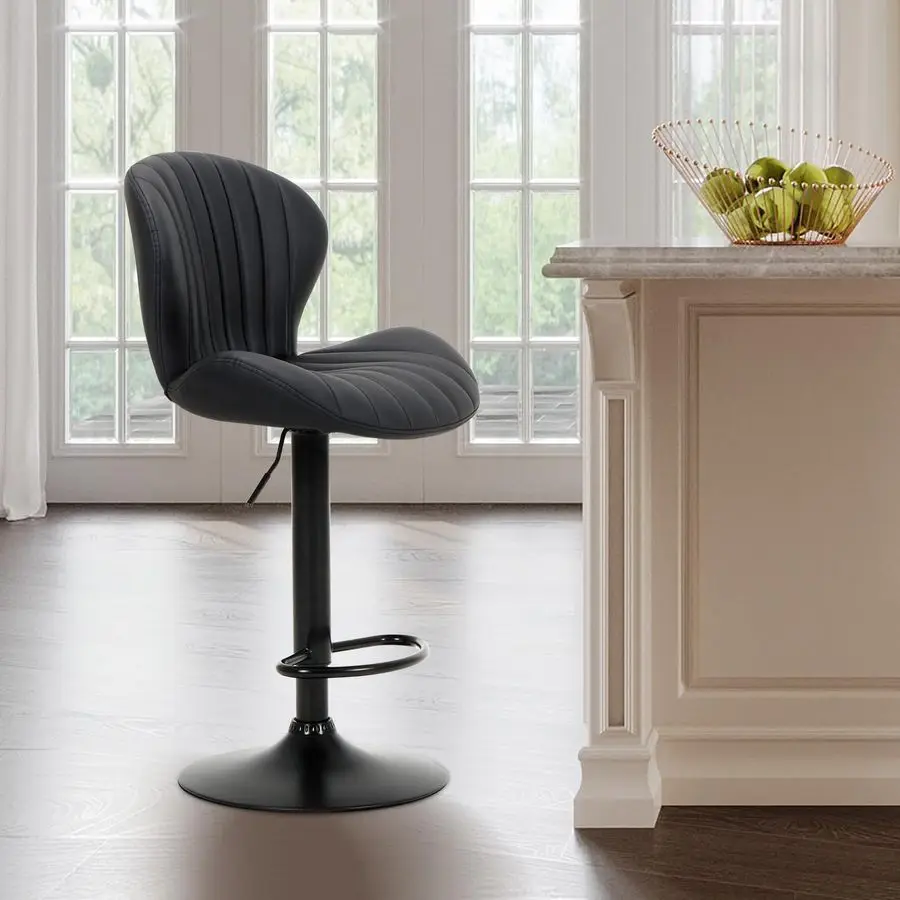 

Bar Stools Set of 1, Modern Swivel Bar Chairs, Adjustable Faux Leather Upholstered Barstools Counter Height with High Backrest