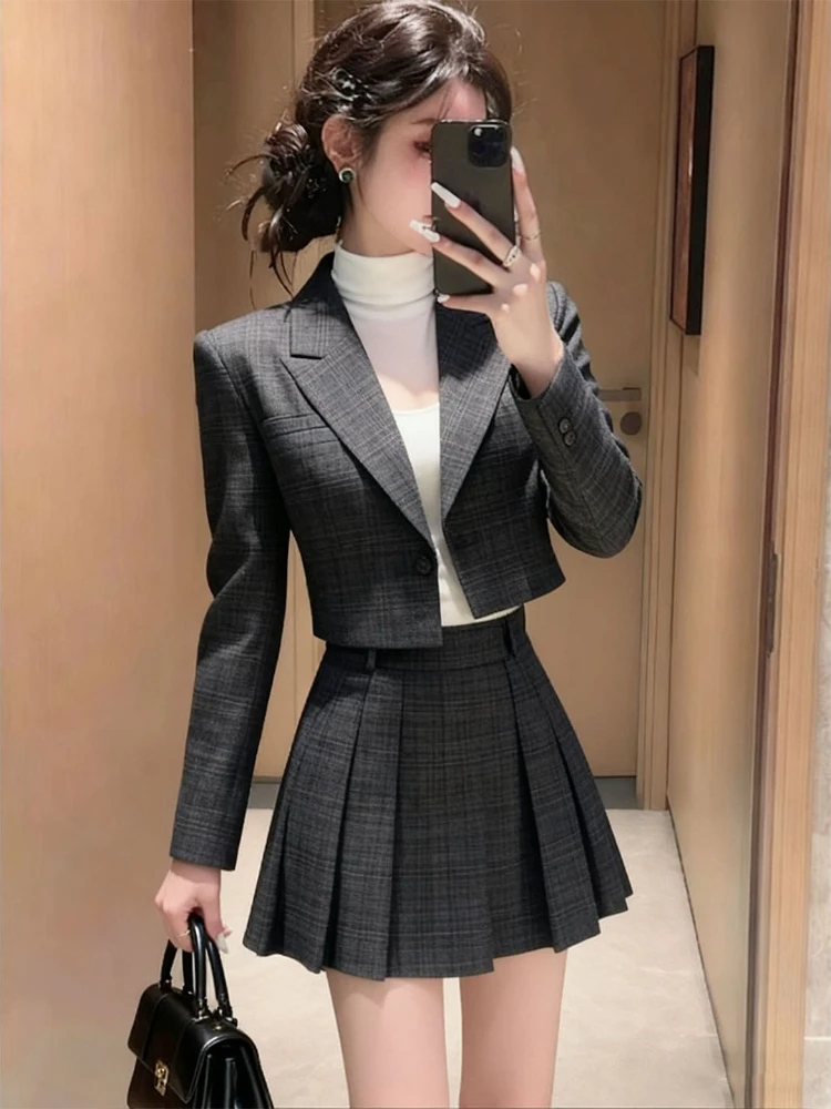 High End French Two-piece Set Skirt Autumn and Winter New Item Wealthy Heiress Jacket Top Pleated Short Skirt for Women