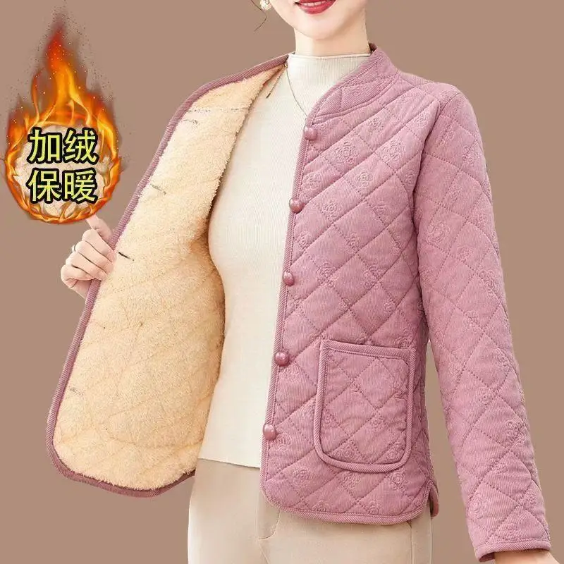 Nowy jesienno-zimowy płaszcz damski z dodatkiem aksamitu, krótki, ciepły, w stylu casual.