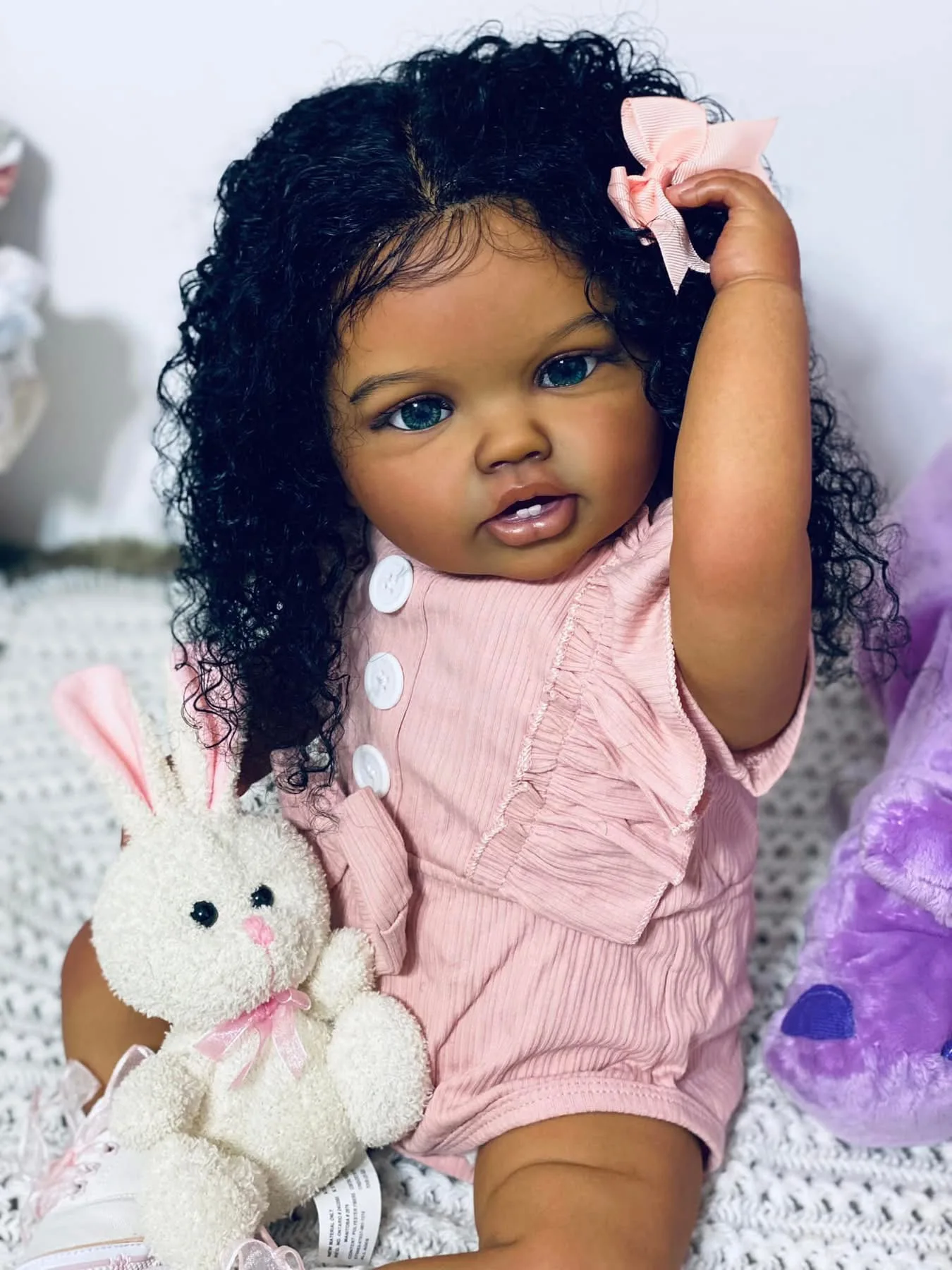 24 pouces peau marron foncé Lottie Reborn bébé enfant en bas âge nouveau-né poupée princesse fille réaliste doux au toucher 3D peau Art poupée