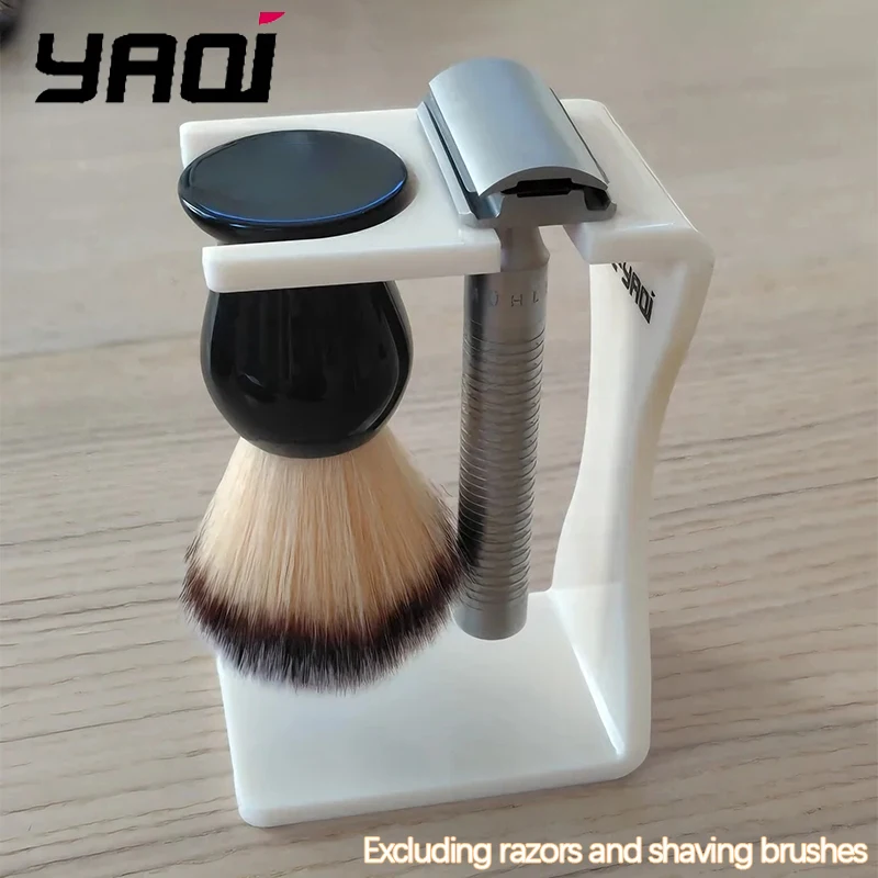 2026 Hot Sale YAQI Cheap Creamy White Color Shaving Brush and Razor Holder Set
