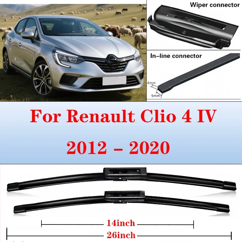 

Front Wiper Blades For Renault Clio 4 IV 2012 - 2020 RS Hatchback Estate Windshield Brushes Windscreen Window 26"+14"