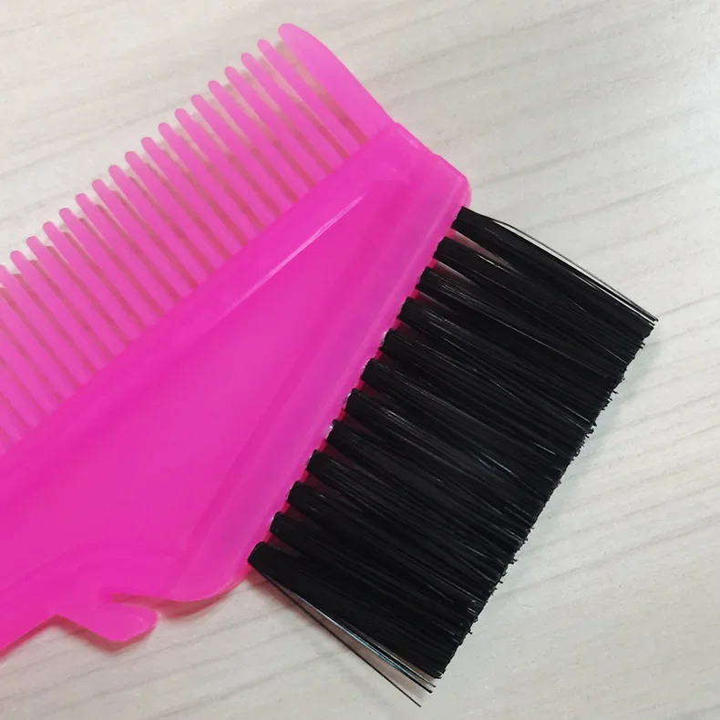 Pink Pointed Tail Comb Barber Shop Hair Dyeing Comb Hot Dyeing Double sided Brush Head Easily Blurred Tapered Tail Layered Brush