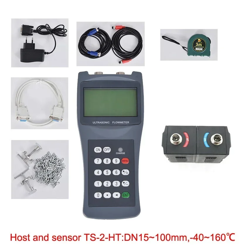 TDS-100H Portable Handheld Ultrasonic Flow Meter With Clamp On Sensor M2(DN50-700mm 0~160℃) Water Flowmeter