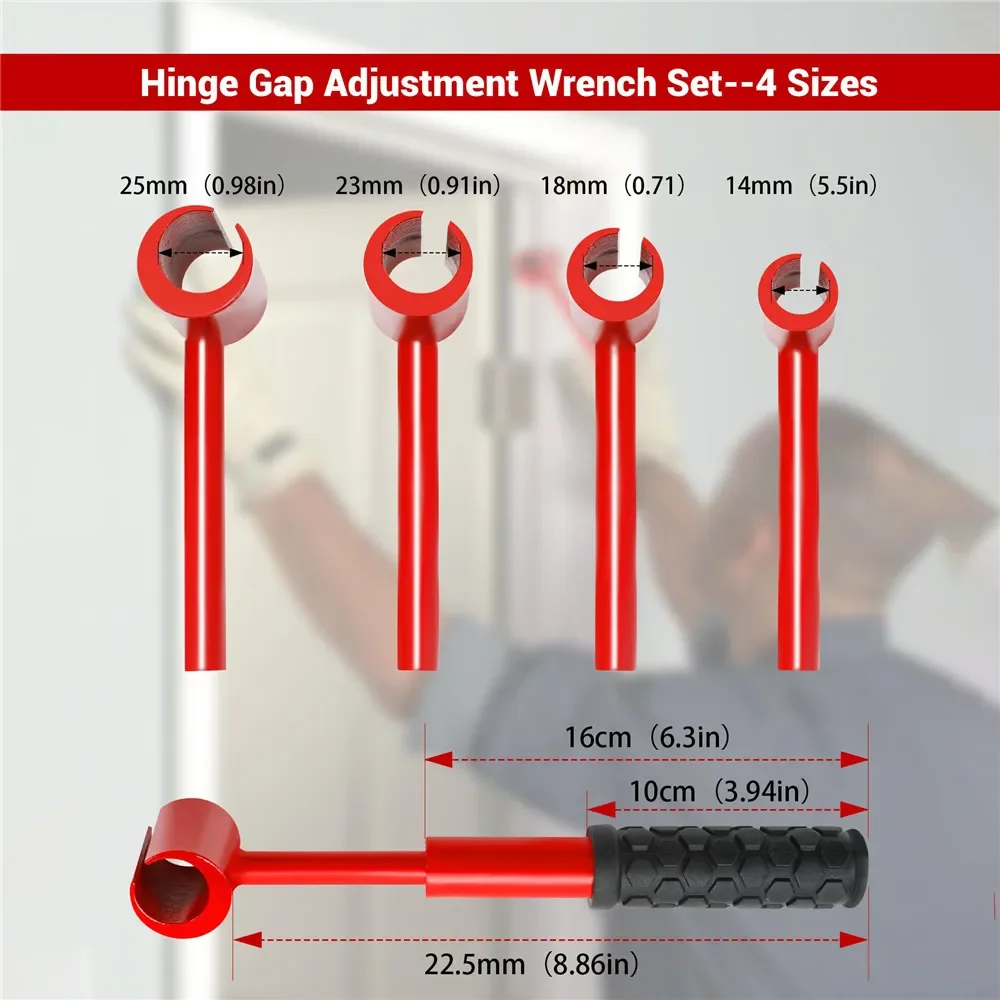 4pcs Upgraded Hinge Gap Adjustment Wrench Set Heavy Door Hinge Multi-Size for Door and Cabinet Alignment Adjustment Tool