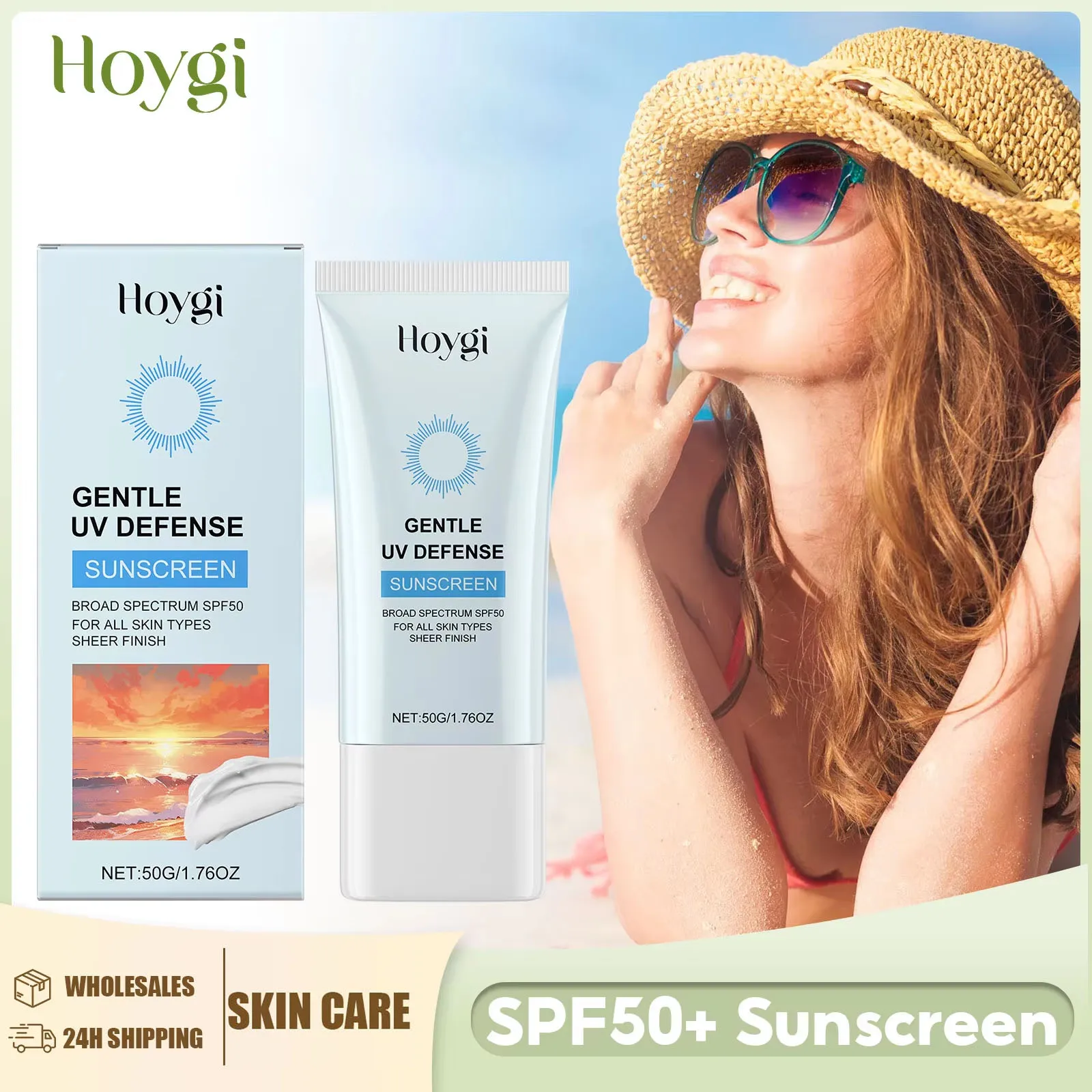 HOYGI Spf50 + واقي من الشمس مضاد للأشعة فوق البنفسجية حماية من حروق الشمس مقاوم للماء في الهواء الطلق التحكم في الزيت Getle تحديث سطع كريم الشمس 50 جرام #1