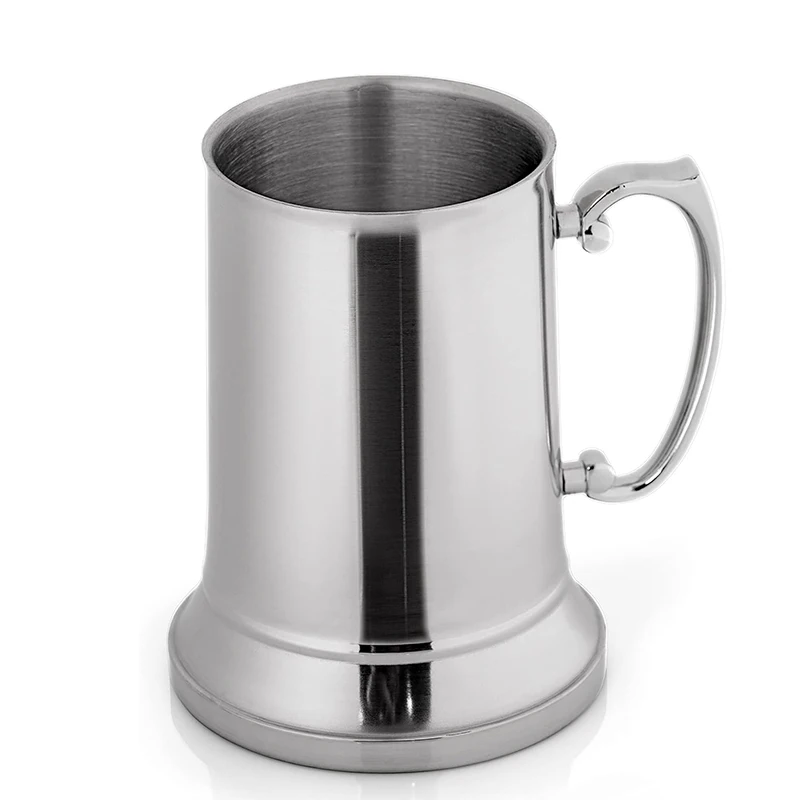 Tazas de cerveza de acero inoxidable 304 de 450/560ML, vasos Tankard Stein de café con leche de doble pared con mango de agarre para bebidas frías y calientes
