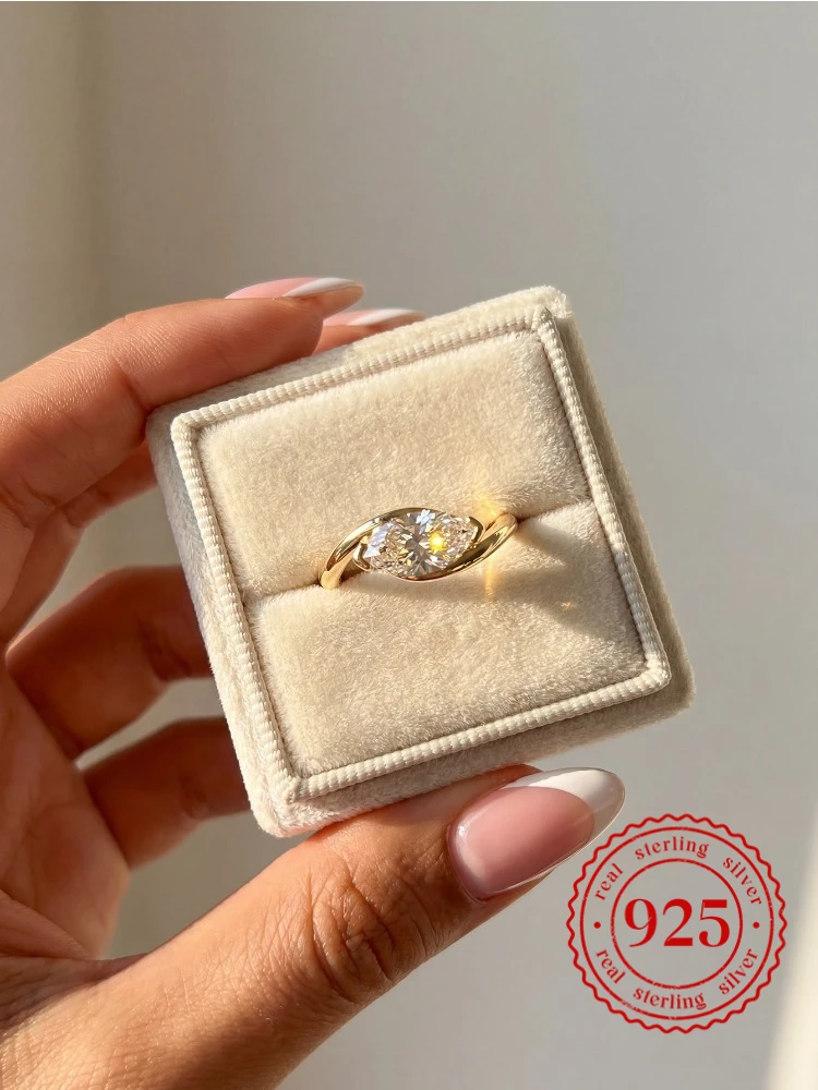 

Минималистичное модное кольцо из стерлингового серебра 925 пробы с маленьким цирконом в форме маркизы для женщин, для помолвки, на каждый день, для вечеринок, высококачественные ювелирные изделия