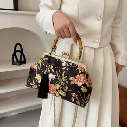 Designer Top Handbag Retro Clip Type Women Crossbody Bag Purse Luxury Cheongsam Bag Fashion Flowers Ladies Shoulder Bags Satchel