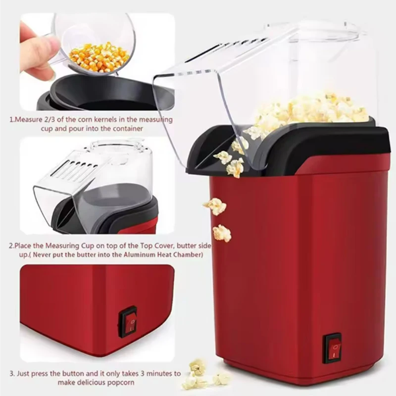 ماكينة صنع الفشار الأوتوماتيكية بالكامل، ماكينة صنع الفشار الصغيرة الكهربائية، ماكينة أجهزة المطبخ المنزلية ذات معدل عالٍ