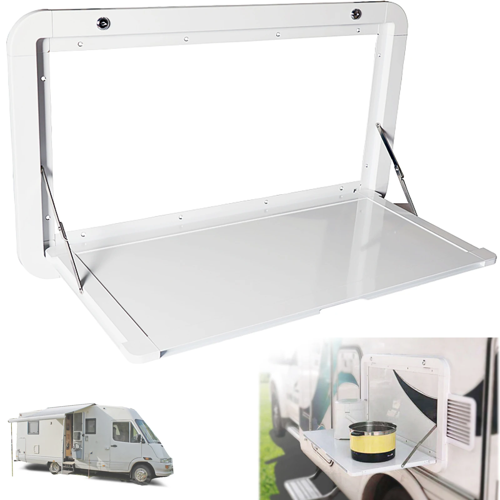2026exclusive HWHongRV Premium Aluminum Alloy 23.4 x 14 Inch Foldable RV Picnic Table Wall Mounted Lockable Kit Interior Accesso