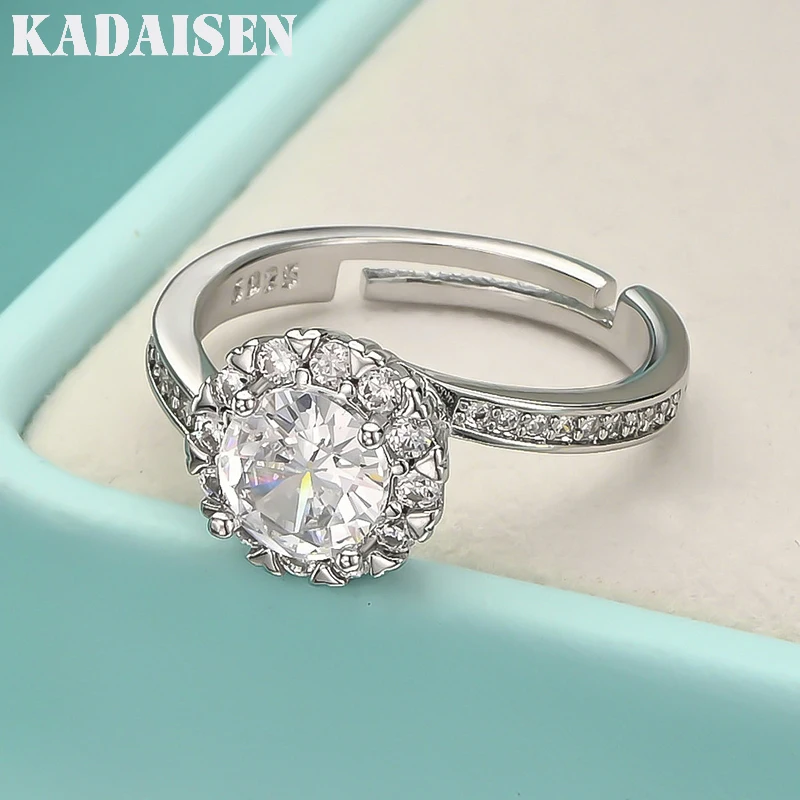 

Charm 925 Sterling Silver Shining Crystal Rings For Women Adjustable Fashion Party Wedding Jewelry Birthday Gifts