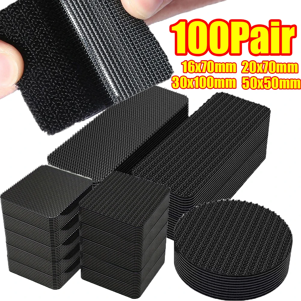 1-100Pair Carpet Fixing Stickers Double Faced Home Floor Foot Mats Anti Skid Double Side Hook-and-loop DIY Carpet Fasteners Auto