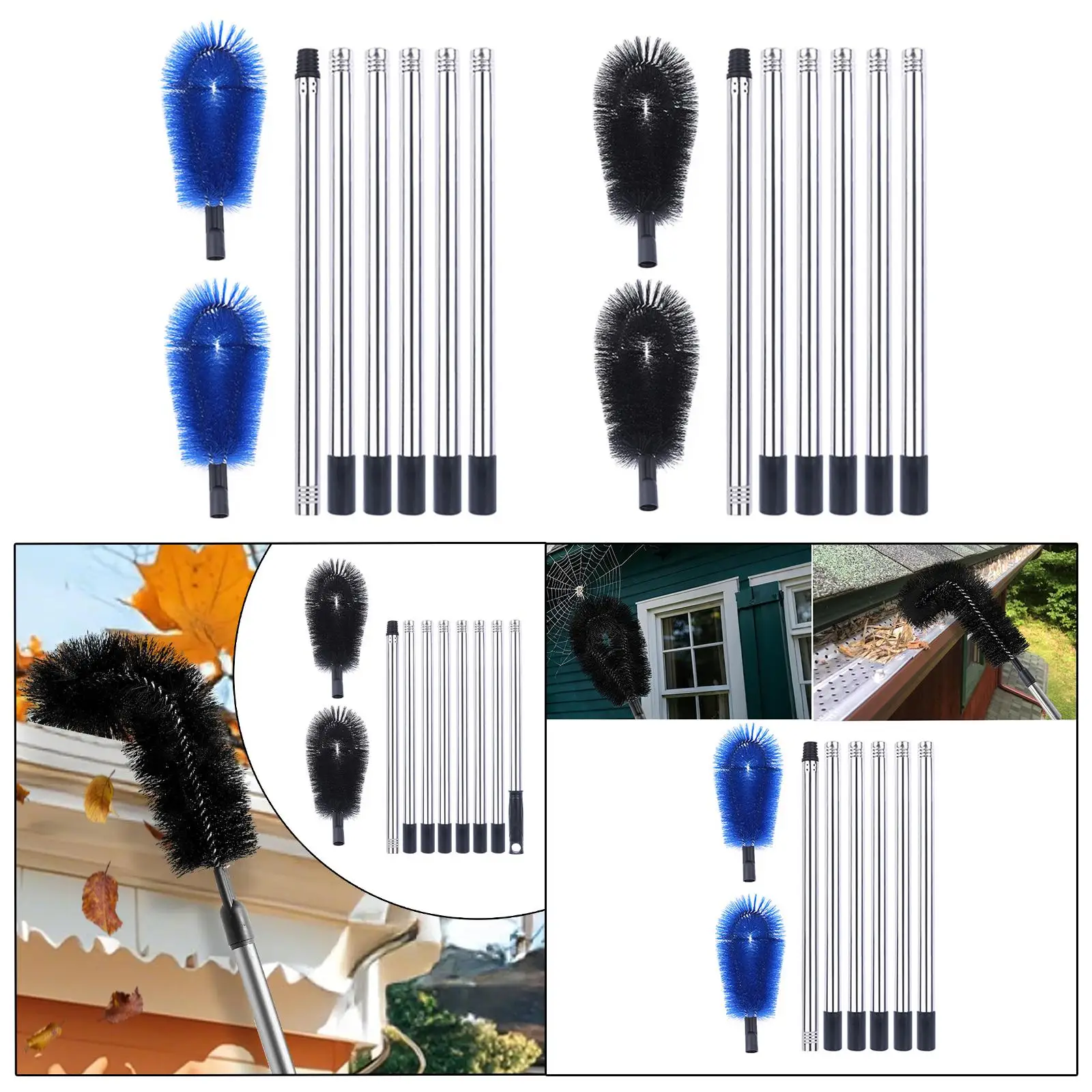 Cleaning Tools Stainless Steel Rain Gutter Brush Cleaners Adjustable Length for Household Garden Kitchen Living Room Bedroom