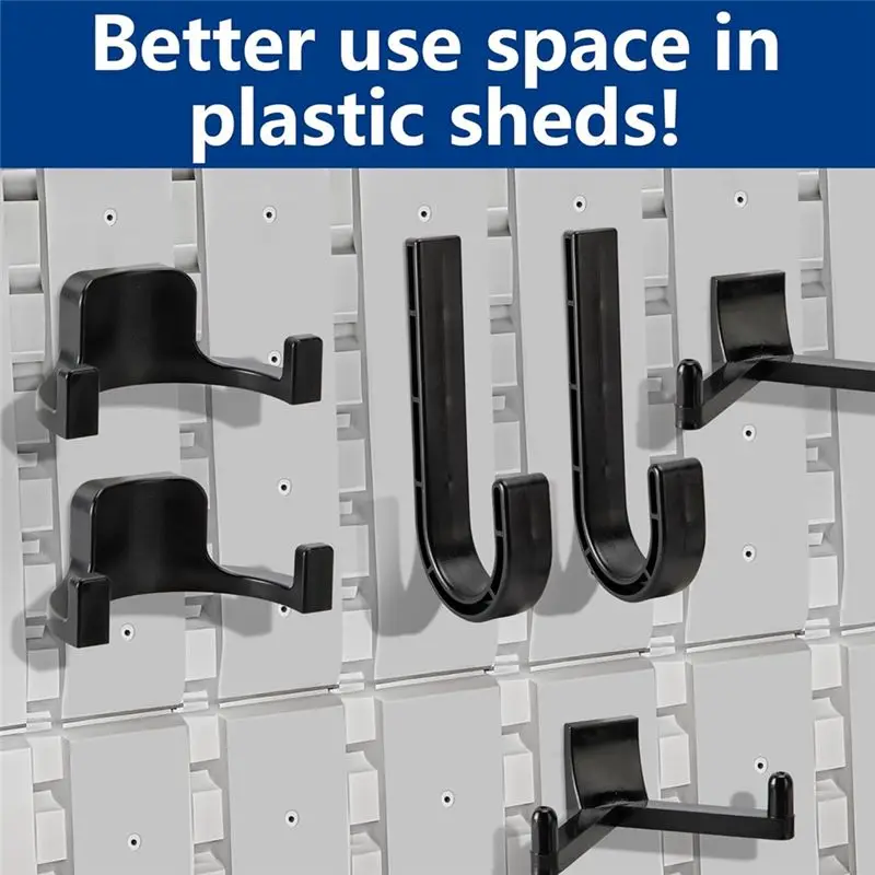 HRBAJ-6 Pcs ABS Storage Shed Tool Hooks,Shed Tool Hangers Include J-Shape,U-Shape And V-Shape,Storage Shed Shelves