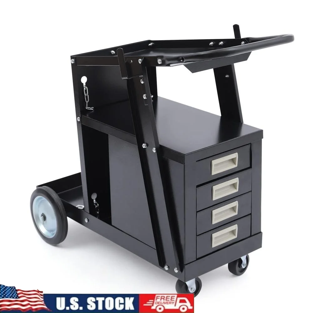 

Сверхмощная двухъярусная сварочная тележка с 4 ящиками и поворотными колесами. Надежное размещение газового баллона.