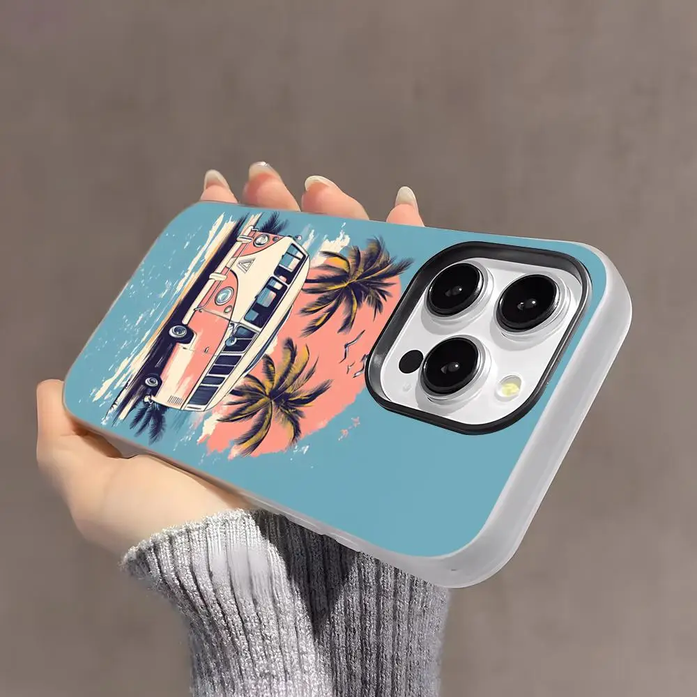 Capa de Telefone C-Combi VanS SurfS em Cores Candy, Capa Fosca para iPhone 11 12 13 14 15 16 17 Air E Pro Max Plus, Capa Preta