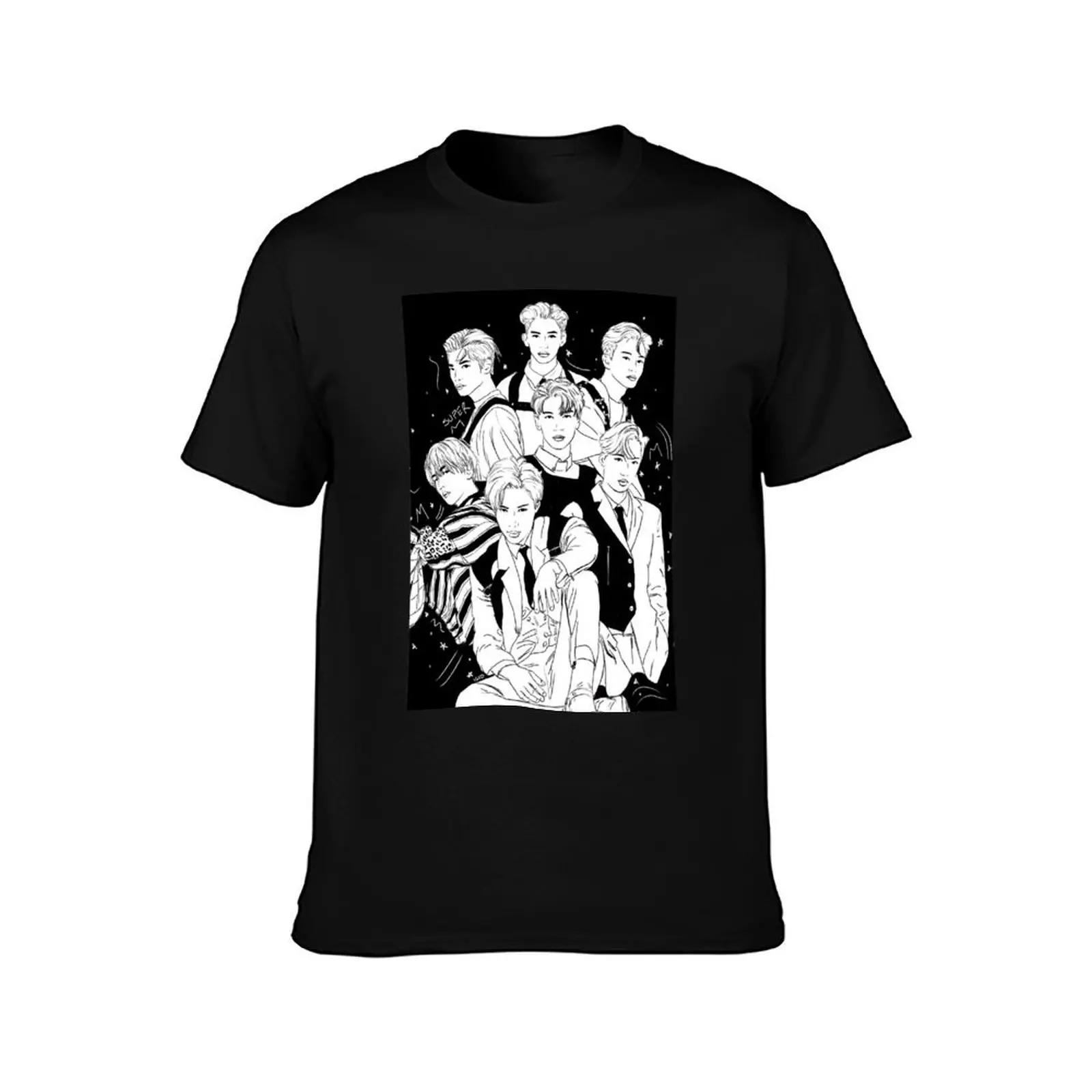 SuperM Group Sketch T-Shirt Simple Trendy Casual T-Shirt