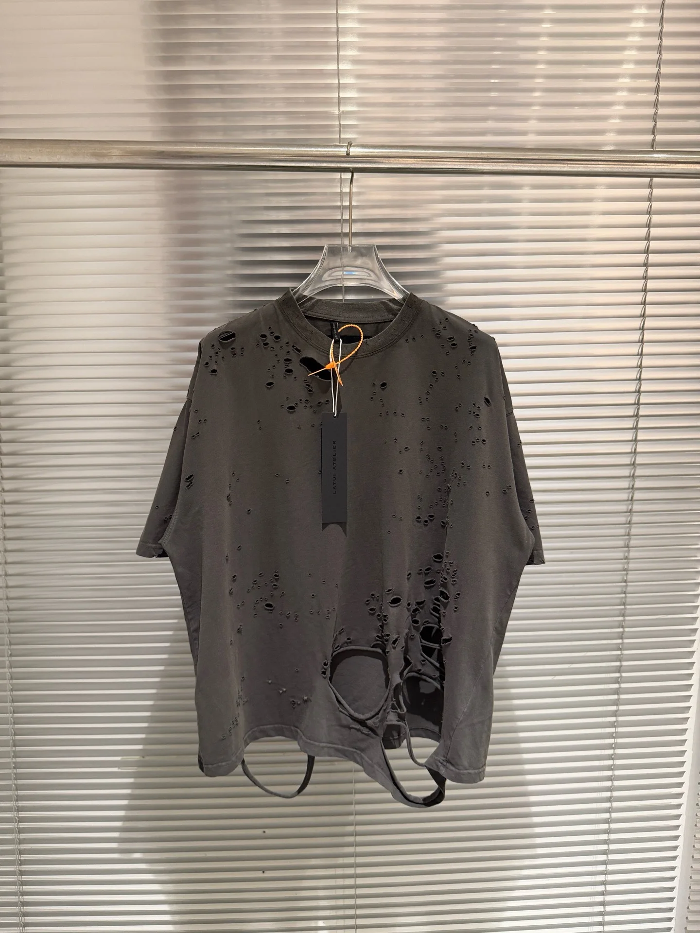 Latui Atelier new distressed, washed, torn, heavily damaged, reclaimed earth-themed loose-fitting short-sleeved T-shirt