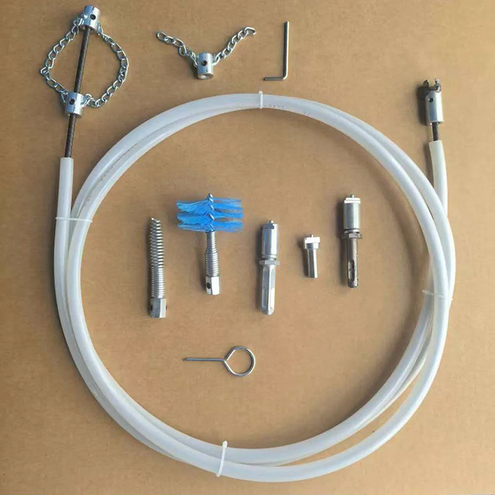 White Hose Drain Cleaner Kit With 9 Piece Accessories For Toilet Sink Pipe Clog For Bathroom Kitchen Pipes