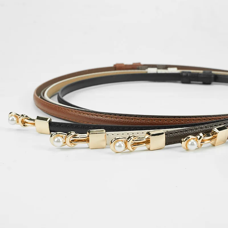 2026 Women's Slim Pearl Belt with Buckle, Elegant Thin Waist Cincher for Dress & Shirt, Versatile Fashion Accessory