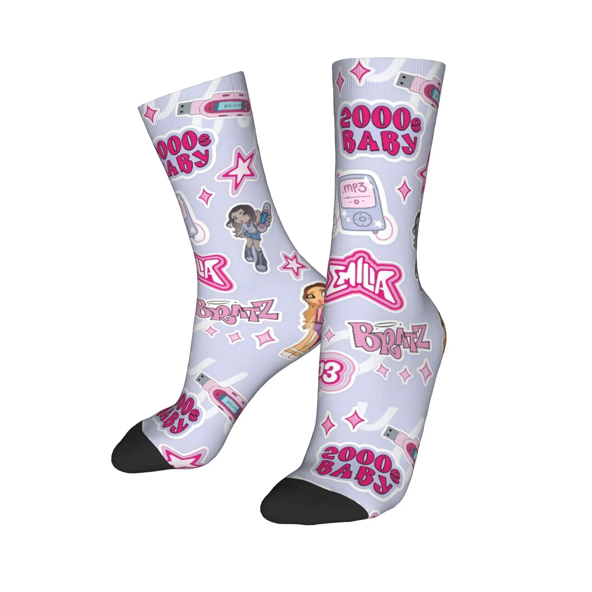 Cool Hot Emilia Mernes Mp3 Soccer Socks  Polyester Long Socks for Unisex Sweat Absorbing