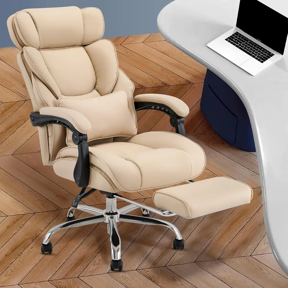 COLAMY Office Chair with Retractable Footrest, Ergonomic High Back Design Executive Computer Desk Chair with Removable Lumbar Pi