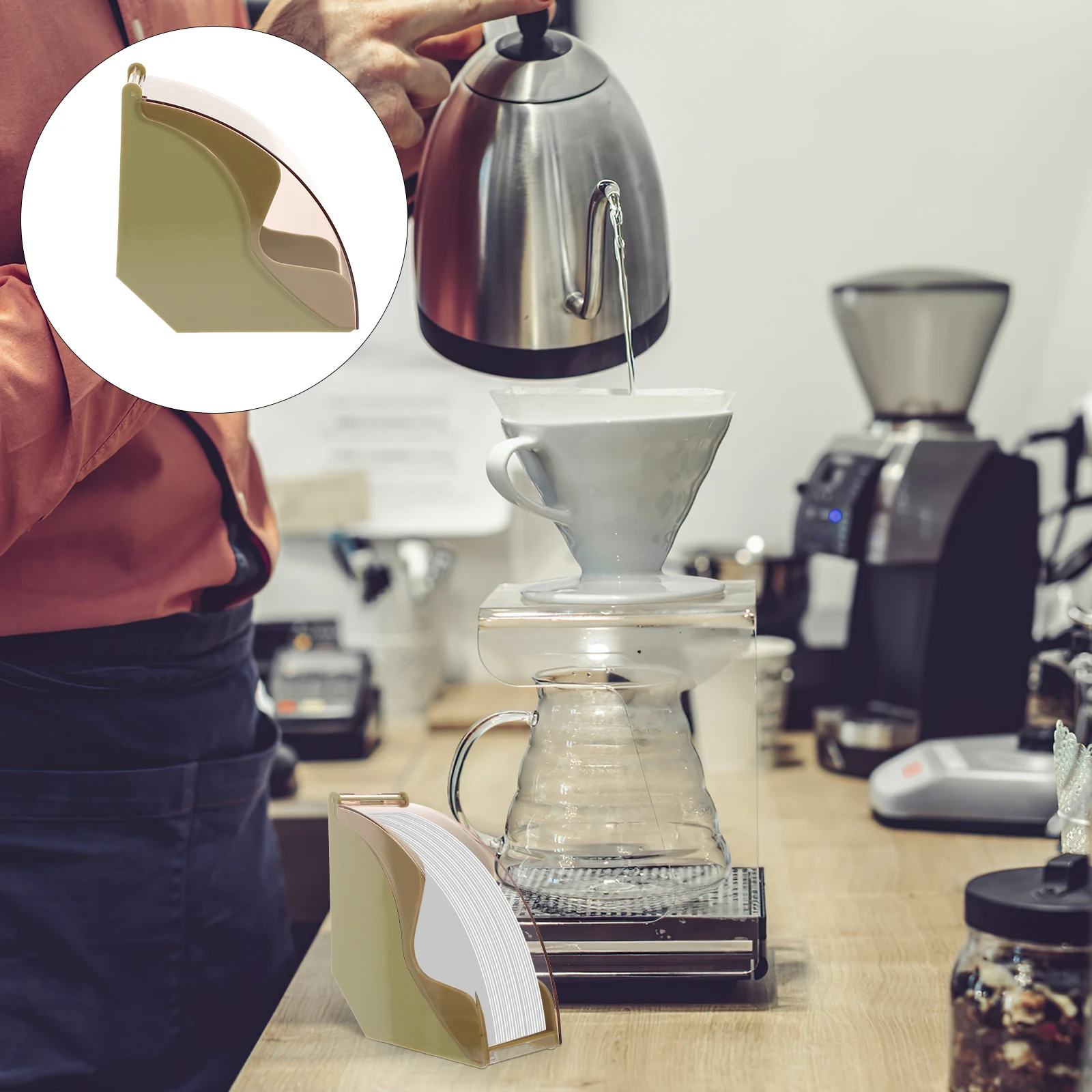

Premium Coffee Holder Anti-Dust Filter Paper Organizer Countertop Coffee Bar Accessory Simple Style Large Capacity Lightweight