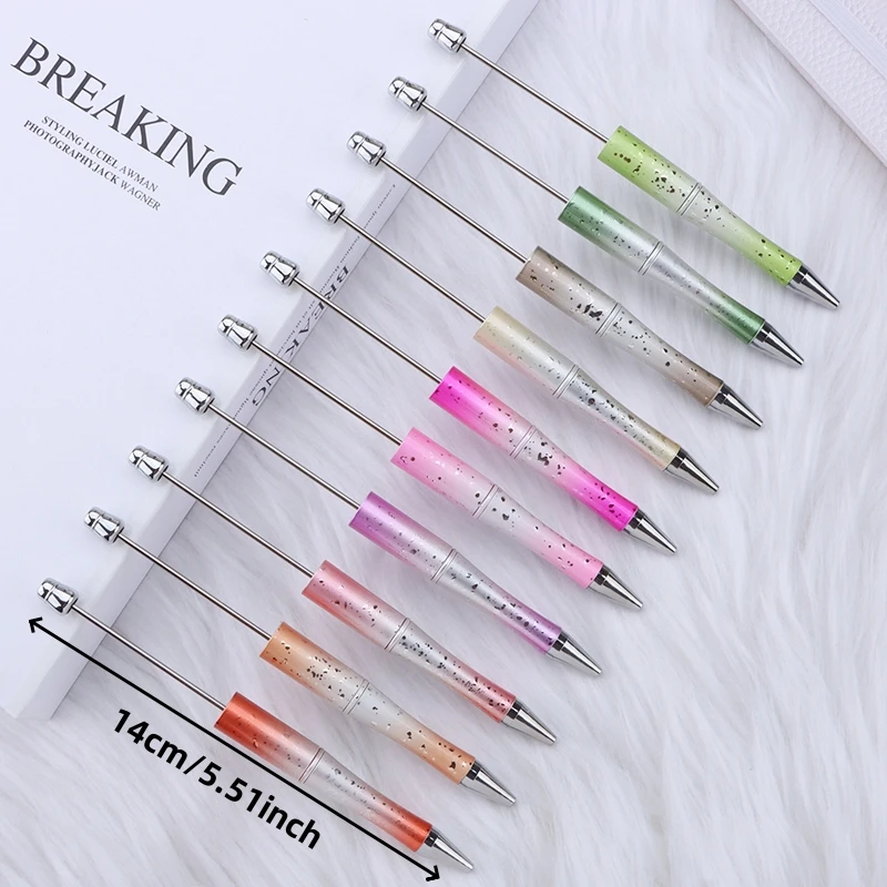 5PCS/10PCS New Creative Gradient Color Starry Sky Themed Plastic Material Black Ink Bead Ballpoint Pen Set (Random Color)