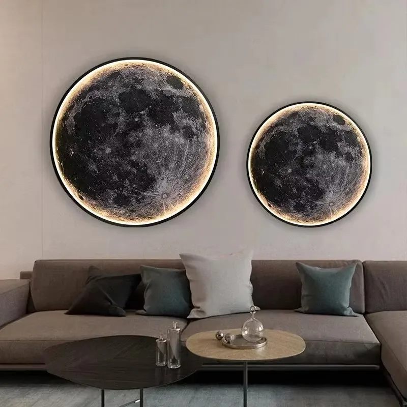 3D Lua e Planeta LED Wall Light Quarto Berçário Sala de estar Decoração Galaxy Lighting
