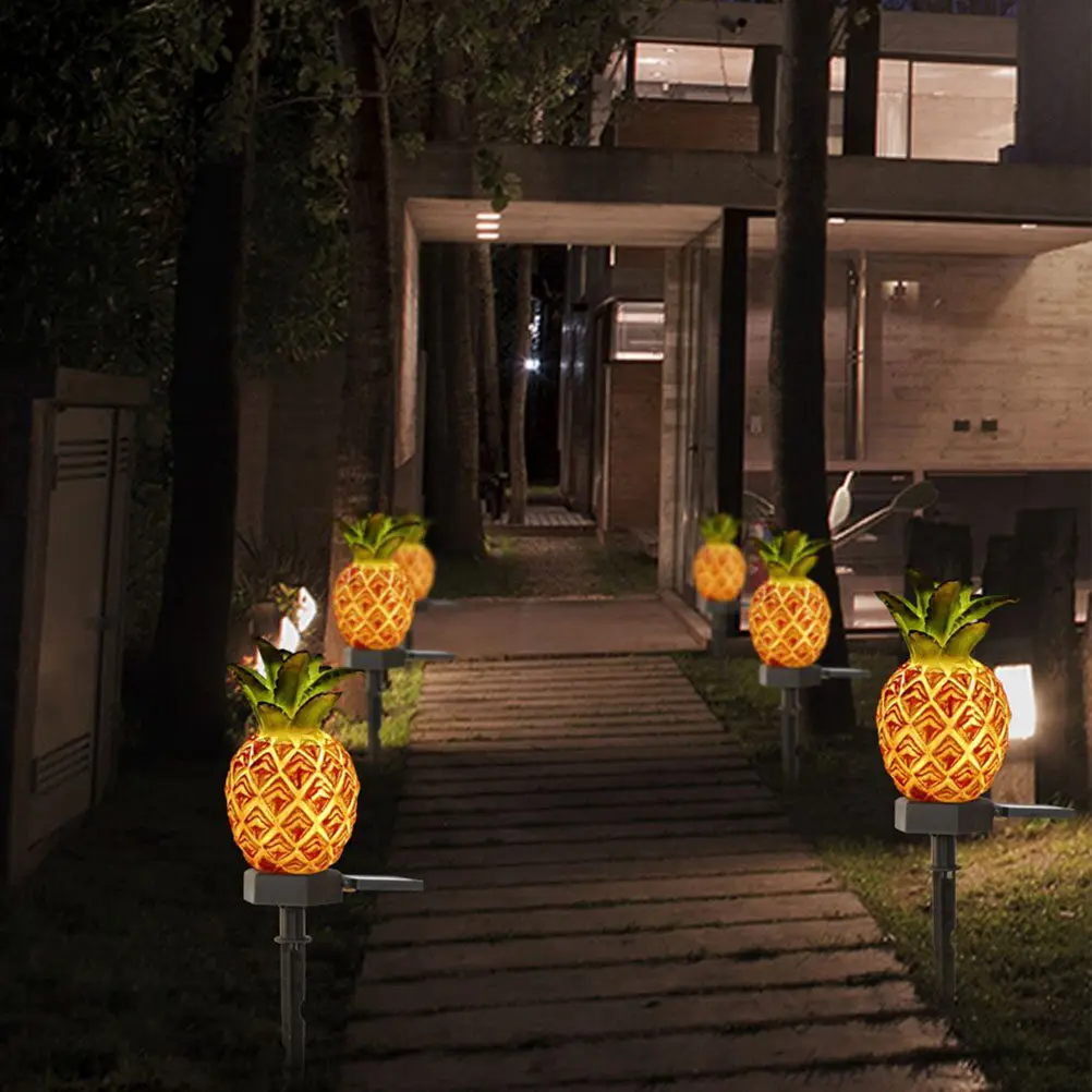 

2 Pcs Solar Lamp Outdoor Led Light Street Lighting Ground Pineapple Garden Stake outside Landscape Lights