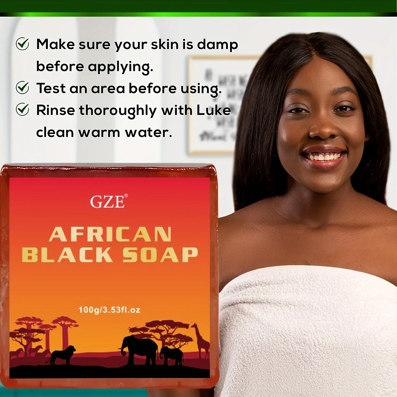 GZE AFRICAN BLACK SOAP with Shea Butter & Coconut Oil & Kernel Oil, for Dry Skin and Skin Conditions, Body Wash Even Skin Tone