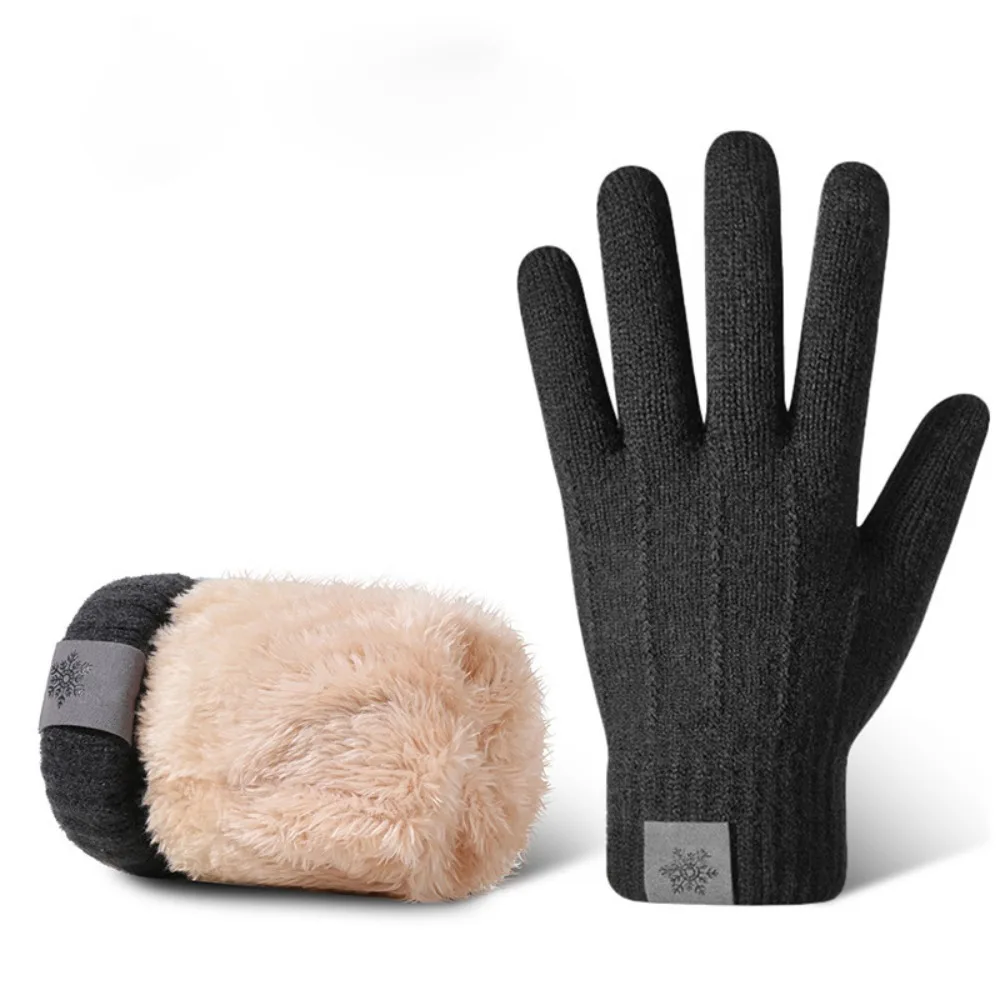 New Windproof Winter Warm Gloves Double Layer Cold Proof Velvet Gloves Thickened Touchscreen Gloves Men's and Women's