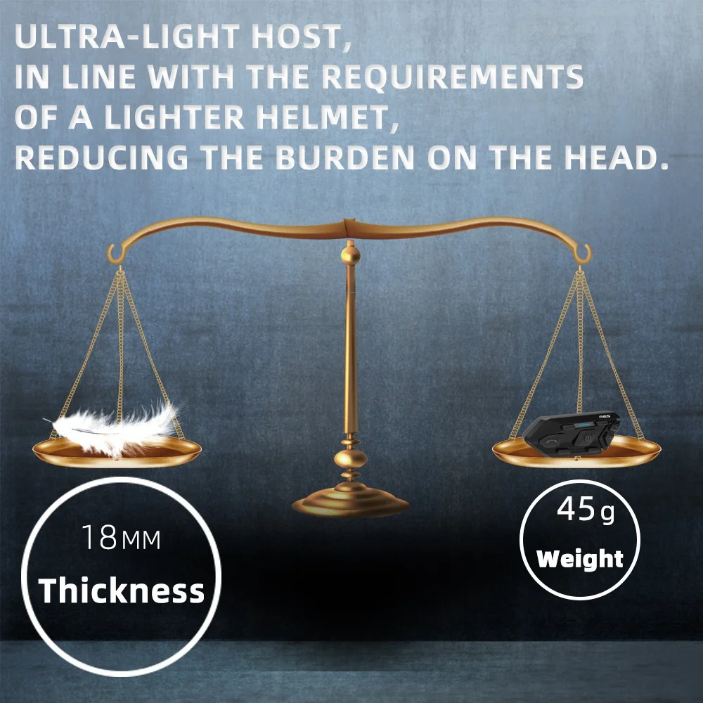 R6S Motorcycle Helmet Headset Bluetooth5.0 Outdoor Riding 1200M Intercom Waterproof Communication MP3 GPS Stereo Headset