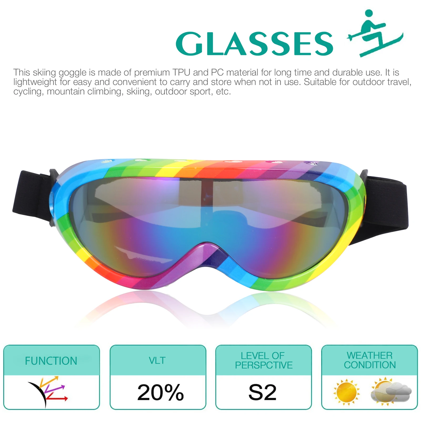 

UV Protection Goggles Skiing Glasses Sports Eyewear Cycling Mountaineering Durable Fashion Outdoor Travel Gift