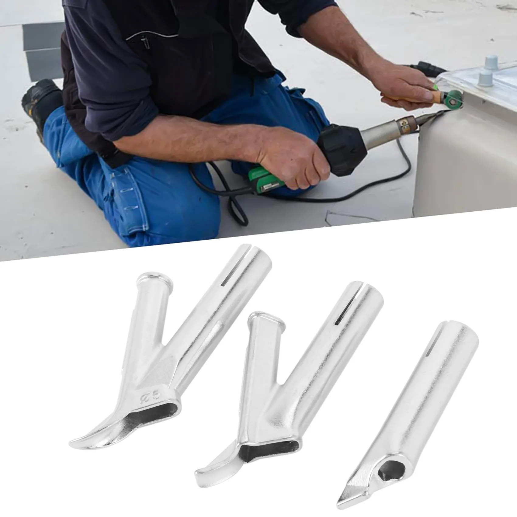 Boquillas de soldadura de 4 velocidades para vinilo, Pvc, plástico, soplador de aire caliente, boquilla triangular de velocidad, cabezal de soldadura redondo de 5Mm, aleación tipo Y