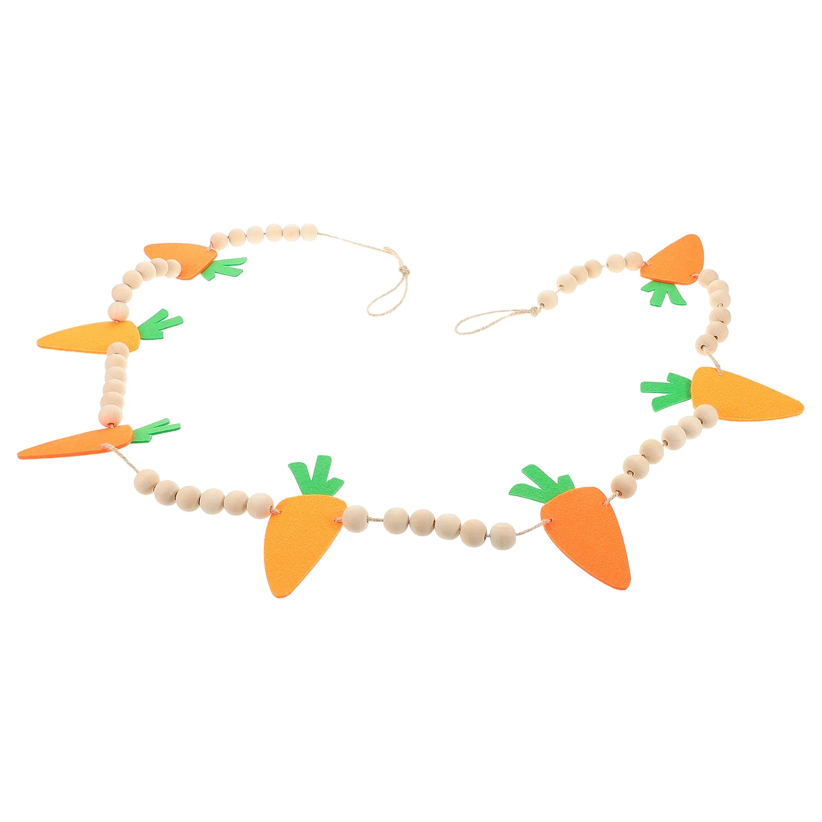 

Easter Carrot Felt Beaded Garland Wood Bead String Rustic Easter Party Decor Wall Mantel Carrot Decoration Farmhouse Wood Beads