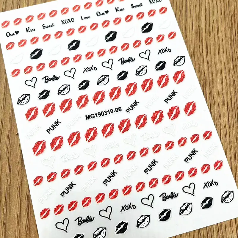 Newest Red Lips 3D Self Adhesive Back Glue Decal Slider DIY Decoration Tools Nail Sticker MG0518-03