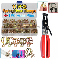 115Pcs Spring Hose Clamp Band Fuel Hose Clips Silicone Pipe Clamp 6mm-22mm + 1pc Clamp Plier