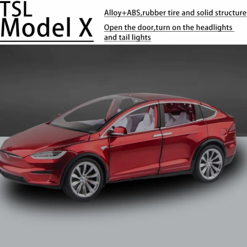 1:24 for Model X  Alloy Die Cast Toy Car Model Sound and Light Children's Toy Collectibles Birthday gift